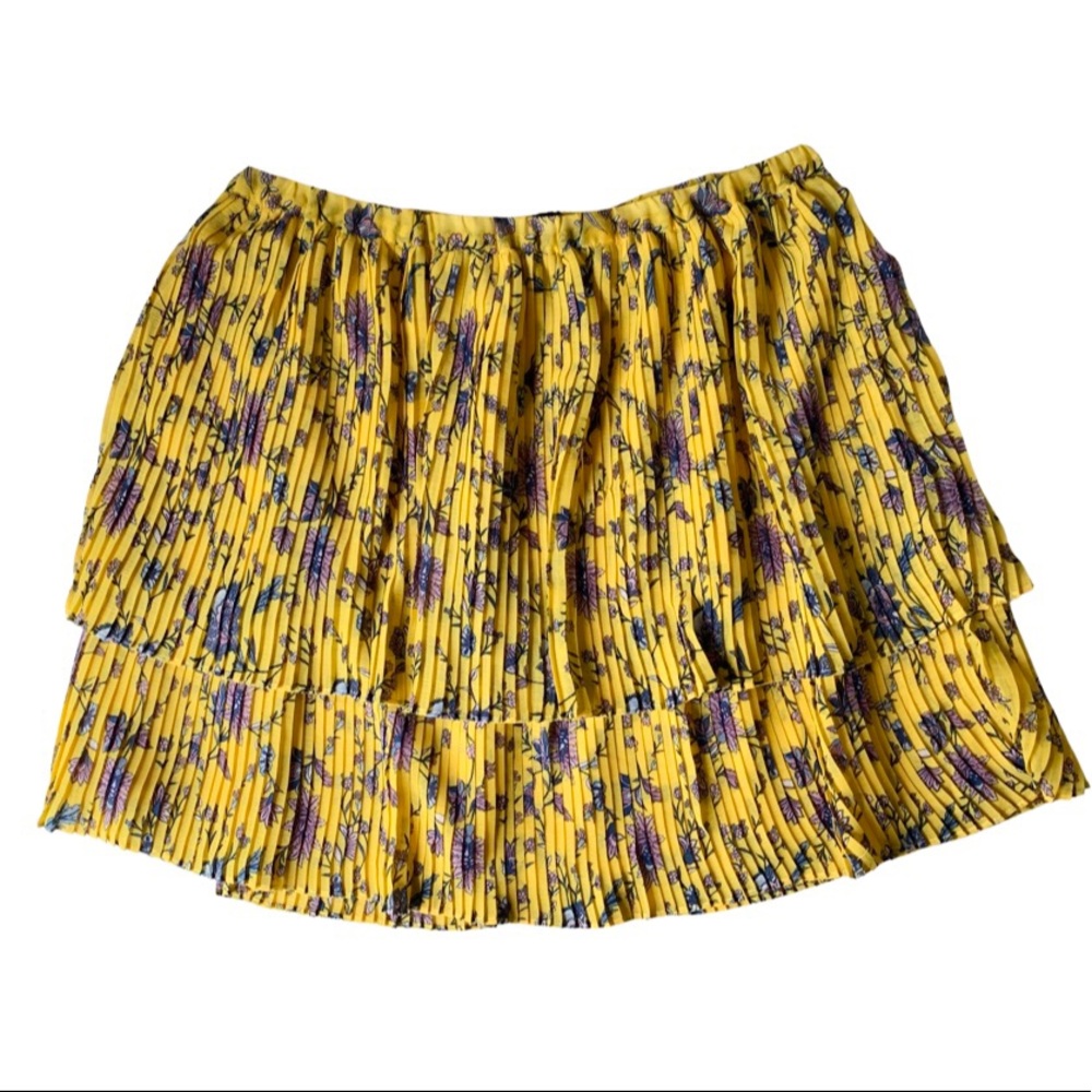 Banana Republic A Line Layered Yellow Floral Womens Summer Skirt Size Medium